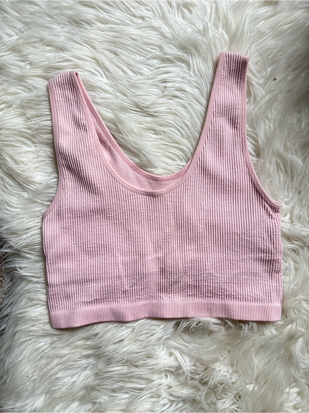 Forever 21 Ribbed Scoop Bralette - Pale Pink